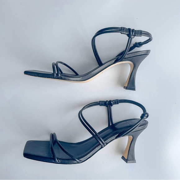 LIKE New Marc Fisher Davia Maca Spool-Heel Slingback Sandals Black Size 8.5 - Picture 6 of 6